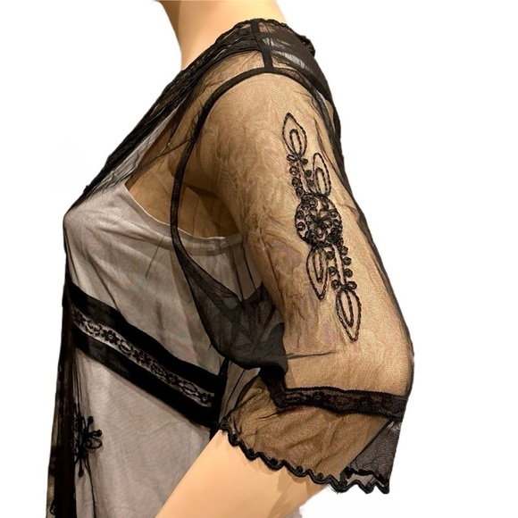 Nataya Dress w/ Soutache & Lace Trim Tunic Size 2X Black & Plum-Gray Titanic NEW - Picture 2 of 16